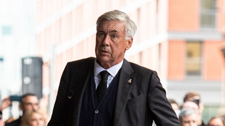 Carlo Ancelotti and his Real Madrid squad arrived in Glasgow on Monday ahead of their clash with Celtic