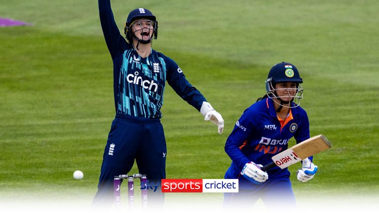 Sophie Ecclestone gives England the breakthrough they needed as she dismissed Smriti Mandhana for 40.