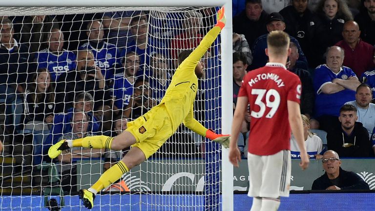 David de Gea denies James Maddison with a flying save