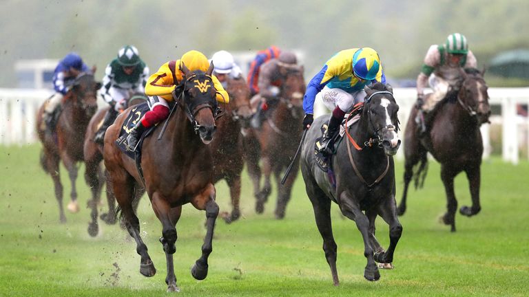 Dragon Symbol (right) battles it out with Campanelle at Ascot