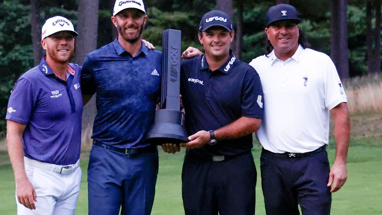 Dustin Johnson (second-left) won the Boston event and has captained 4 Aces to three Team victories 