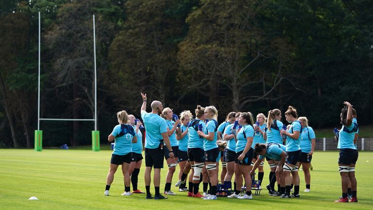England team during the training session at Pennyhill Park, London.
