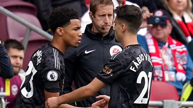 15-year-old Ethan Nwaneri (left) becomes the youngest player to ever appear in the Premier League