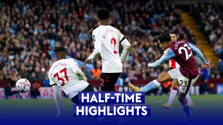 Watch highlights of the first half from Villa Park where Aston Villa lead Southampton 1-0 thanks to Jacob Ramsey's goal.