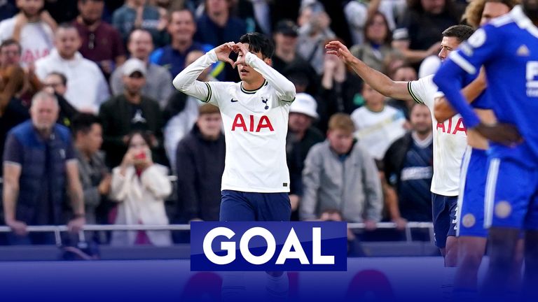 Heung-min Son ends his goal drought with a stunner to put Tottenham 4-2 up against Leicester.