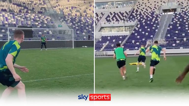 Republic of Ireland U21&#39;s Ross Tierney scored an absolute beauty during a training session as his volley flew into the top corner.