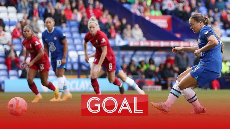 Fran Kirby scores from the penalty spot to give Chelsea the early lead in their WSL match against Liverpool. 