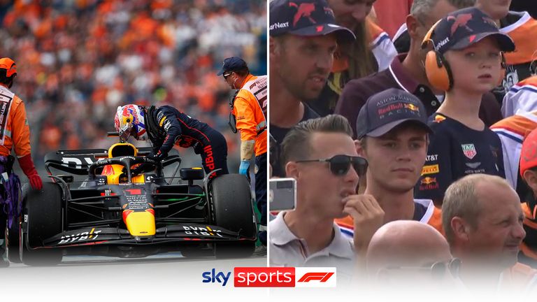 Max Verstappen&#39;s Red Bull breaks down on track during first practice for the Dutch Grand Prix leaving the home fans in stunned silence at Zandvoort.