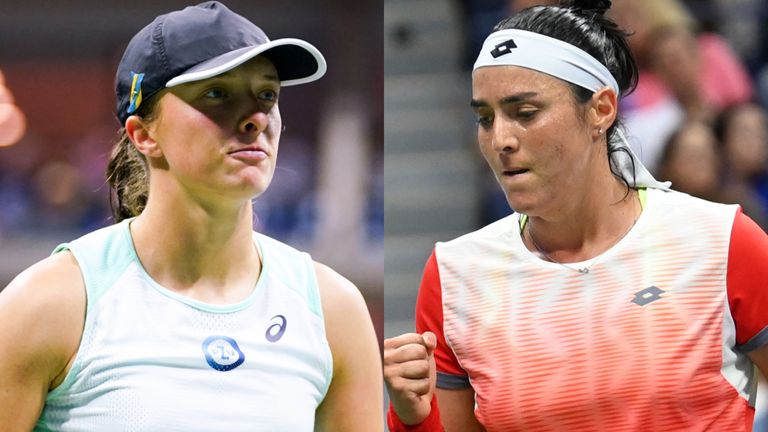 Iga Swiatek and Ons Jabeur in the US Open women's singles final