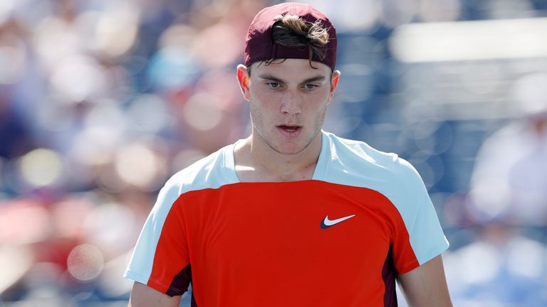 Jack Draper of Great Britain looks on against Karen Khachanov during their Men&#39;s Singles Third Round match on Day Five of the 2022 US Open at USTA Billie Jean King National Tennis Center on September 02, 2022 in the Flushing neighborhood of the Queens borough of New York City. (Photo by Sarah Stier/Getty Images)