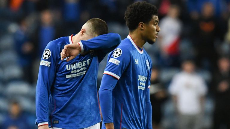 Rangers' John Lundstram looks dejected during a UEFA Champions League game vs Napoli 