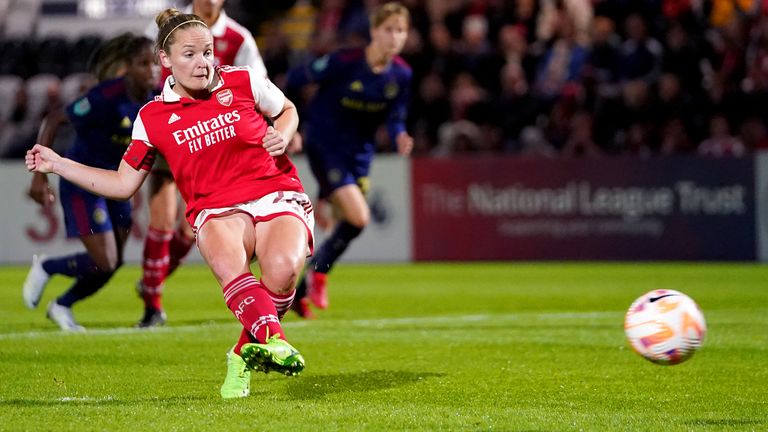 Kim Little scores for Arsenal from the penalty spot