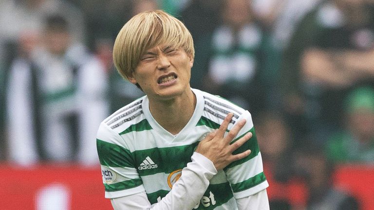Kyogo was forced off early in Celtic's 4-0 victory over Rangers 