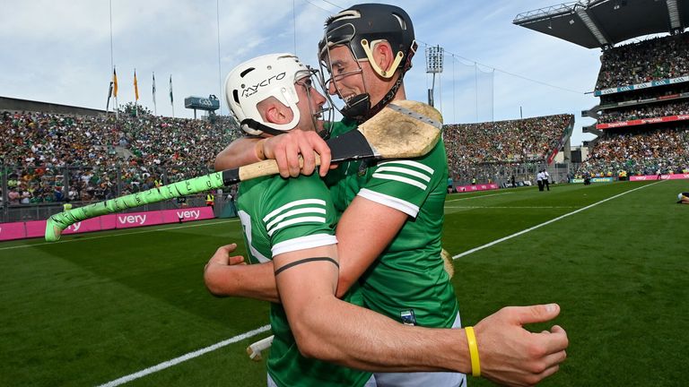 Aaron Gillane and Gearoid Hegarty celebrate the All-Ireland final win over Kilkenny