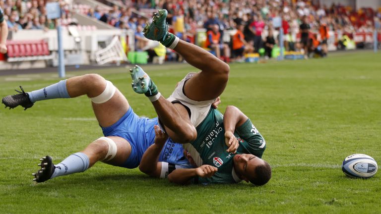 London Irish's Will Joseph scores his sides fifth try