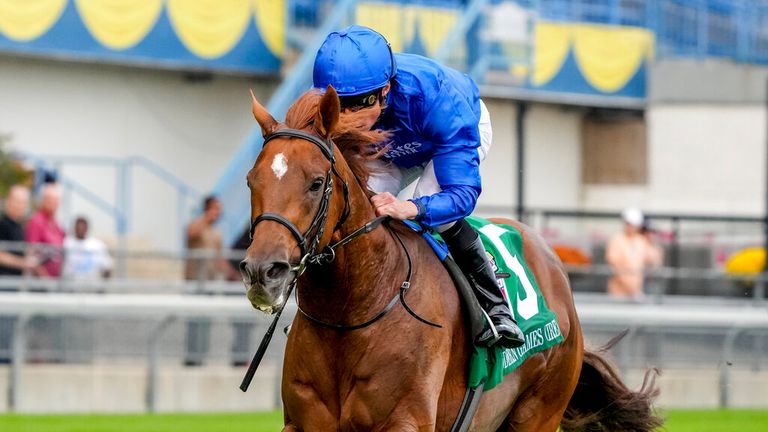 William Buick riding Modern Games to victory in the Grade One Woodbine Mile