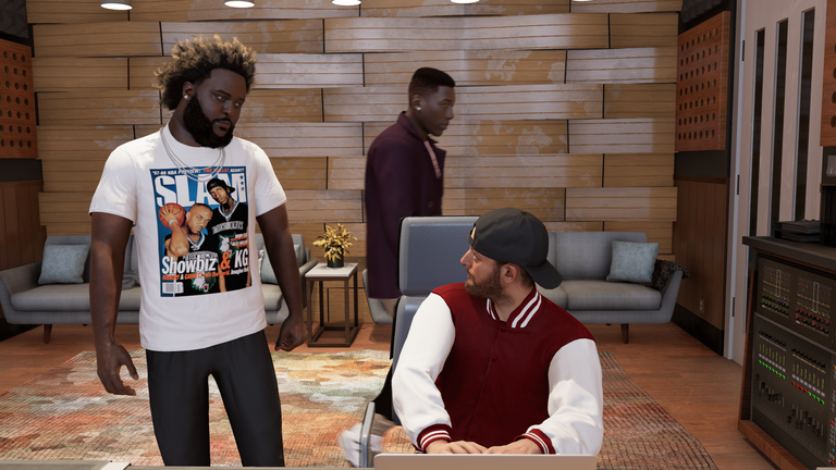 A screenshot from the story mode in MyCareer