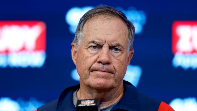 New England Patriots head coach Bill Belichick takes questions from reporters during a news conference following an NFL football game against the Baltimore Ravens, Sunday, Sept. 25, 2022, in Foxborough, Mass. (AP Photo/Michael Dwyer)


