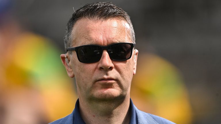 8 May 2022; Oisín McConville of BBC Sport at the Ulster GAA Football Senior Championship Semi-Final match between Cavan and Donegal at St Tiernach's Park in Clones, Monaghan. Photo by Piaras .. M..dheach/Sportsfile