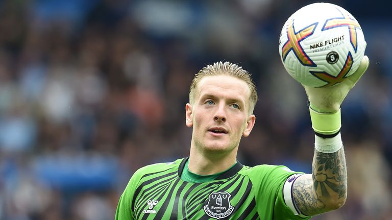 Jordan Pickford during Everton&#39;s draw with Liverpool