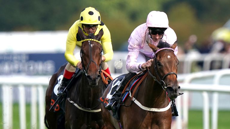 Polly Pott beats Novakai in the Group Two May Hill Stakes at Doncaster at odds of 40/1