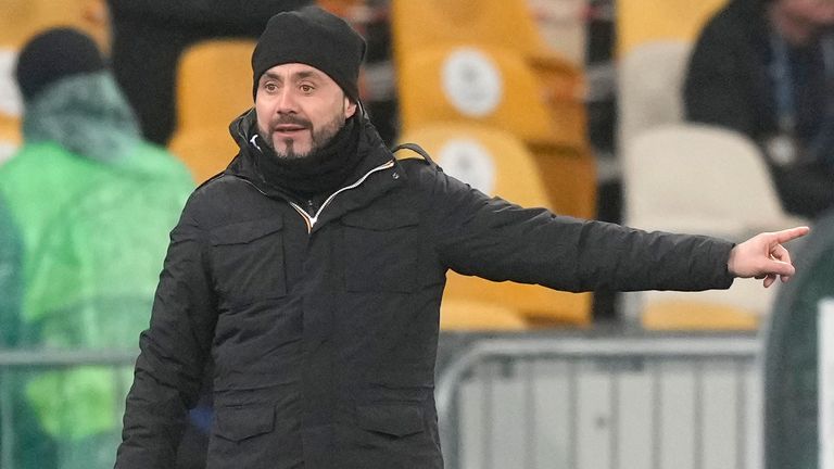 Former Shakhtar Donetsk head coach Roberto De Zerbi is set to take up the vacant managerial position at Brighton (AP)