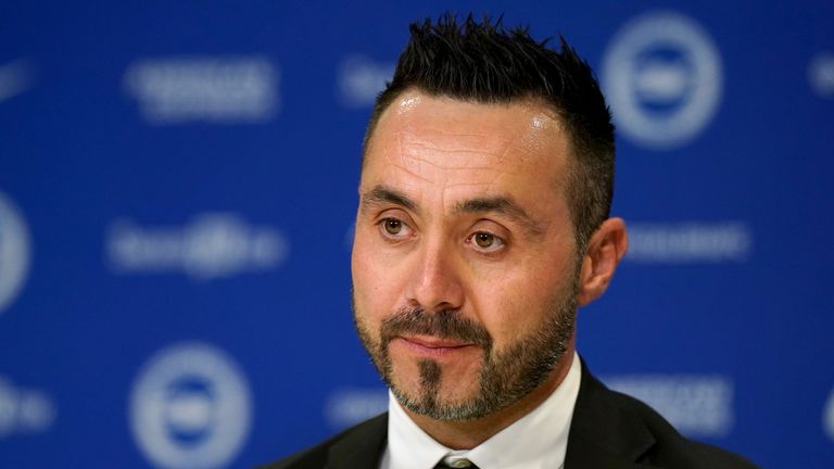 New Brighton and Hove Albion manager Roberto De Zerbi during the press conference at the American Express Elite Football Performance Centre, Brighton. Picture date: Tuesday September 20, 2022.