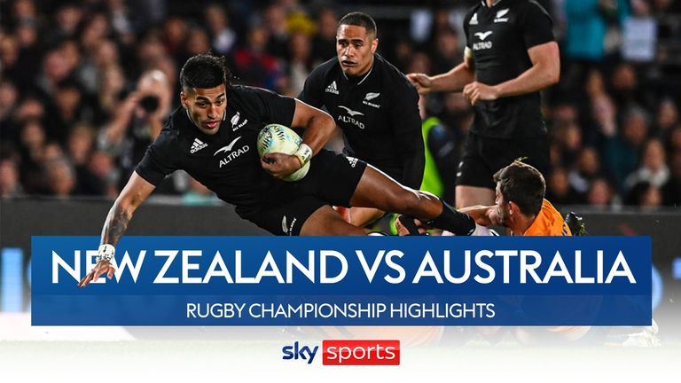 Highlights of the Rugby Championship clash between New Zealand and Australia at Eden Park in Auckland.