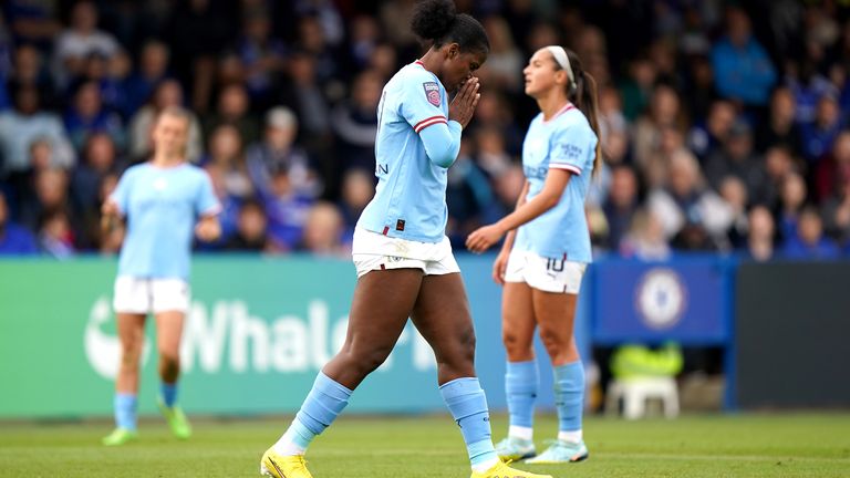 Khadija Shaw missed several opportunities as Manchester City lost at Chelsea