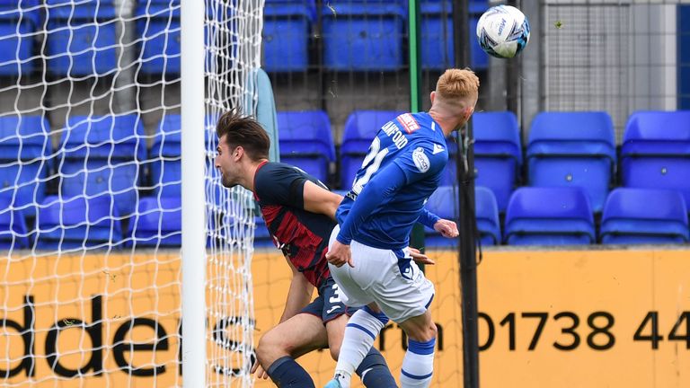 PERTH, SCOTLAND - SEPTEMBER 17: Ali Crawford of St Johnstone misses a chance to score in the English Premier League match between St.  Johnstone and Ross County at McDiarmid Park, on September 17, 2022, in Perth, Scotland.  (Photo by Craig Foy / SNS Group)