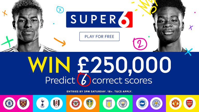 Play Super 6 for free, for a chance to win £250,000!