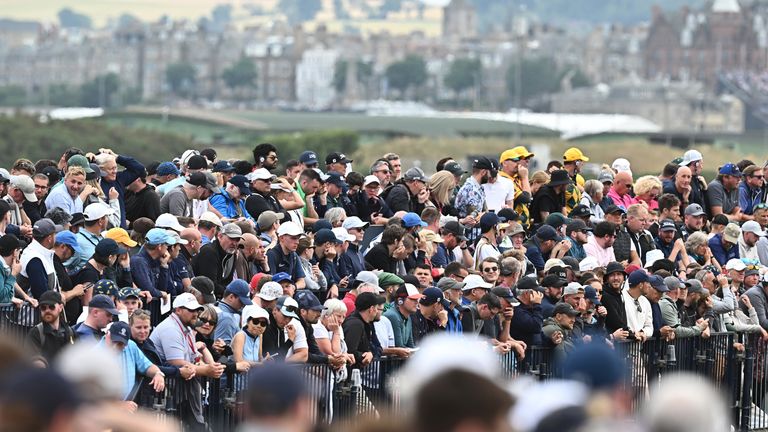 Crowds look on during Day Four of The 150th Open at St Andrews Old Course on July 17, 2022