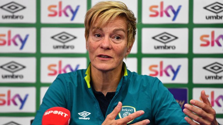30 September 2022; Manager Vera Pauw during a Republic of Ireland women squad announcement at Cadbury HQ in Coolock, Dublin. Photo by E..in Noonan/Sportsfile 
