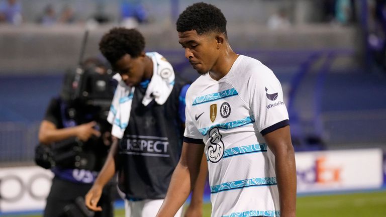 A dejected Wesley Fofana leaves the pitch after Chelsea lose Champions League opener to Dinamo Zagreb
