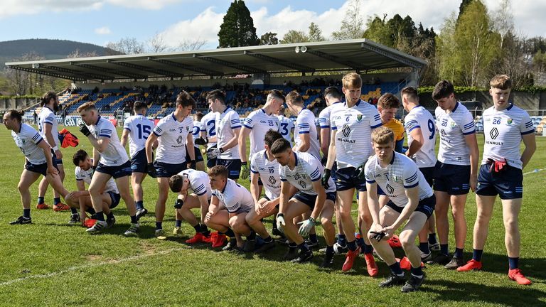 24 April 2022; The Wicklow panel break from the team photograph before the Leinster GAA Football Senior Championship Round 1 match between Wicklow and Laois at the County Grounds in Aughrim, Wicklow. Photo by Seb Daly/Sportsfile