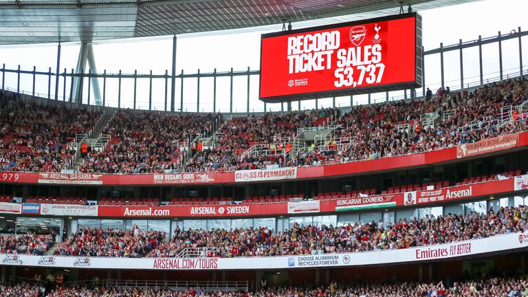 Arsenal Women F.C vs Tottenham Hotspur&#39;s Women F.C reach record breaking ticket sales during the Barclays Women&#39;s Super League match at Emirates Stadium, London. Picture date: Saturday September 24, 2022.