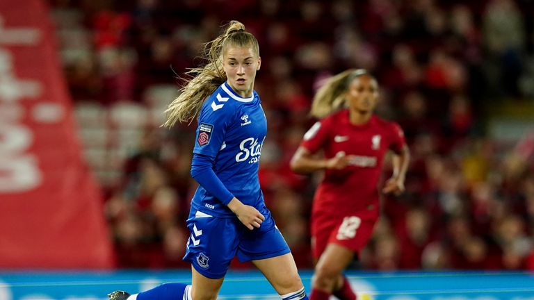 Everton's Jess Park in action during the Barclays Women's Super League match at Anfield, Liverpool.…