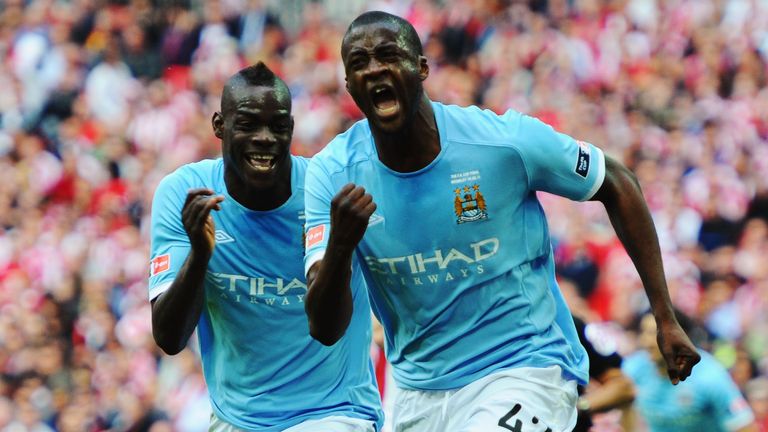 Yaya Toure wheels away after scoring Man City's winner in the 2011 FA Cup final at Wembley