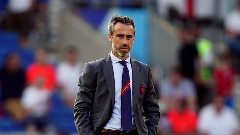 El entrenador en jefe de España, Jorge Wilda, antes del partido de cuartos de final de la Eurocopa Femenina de la UEFA 2022 en el Brighton & Hove Community Stadium.  Fecha de la película: miércoles 20 de julio de 2022.