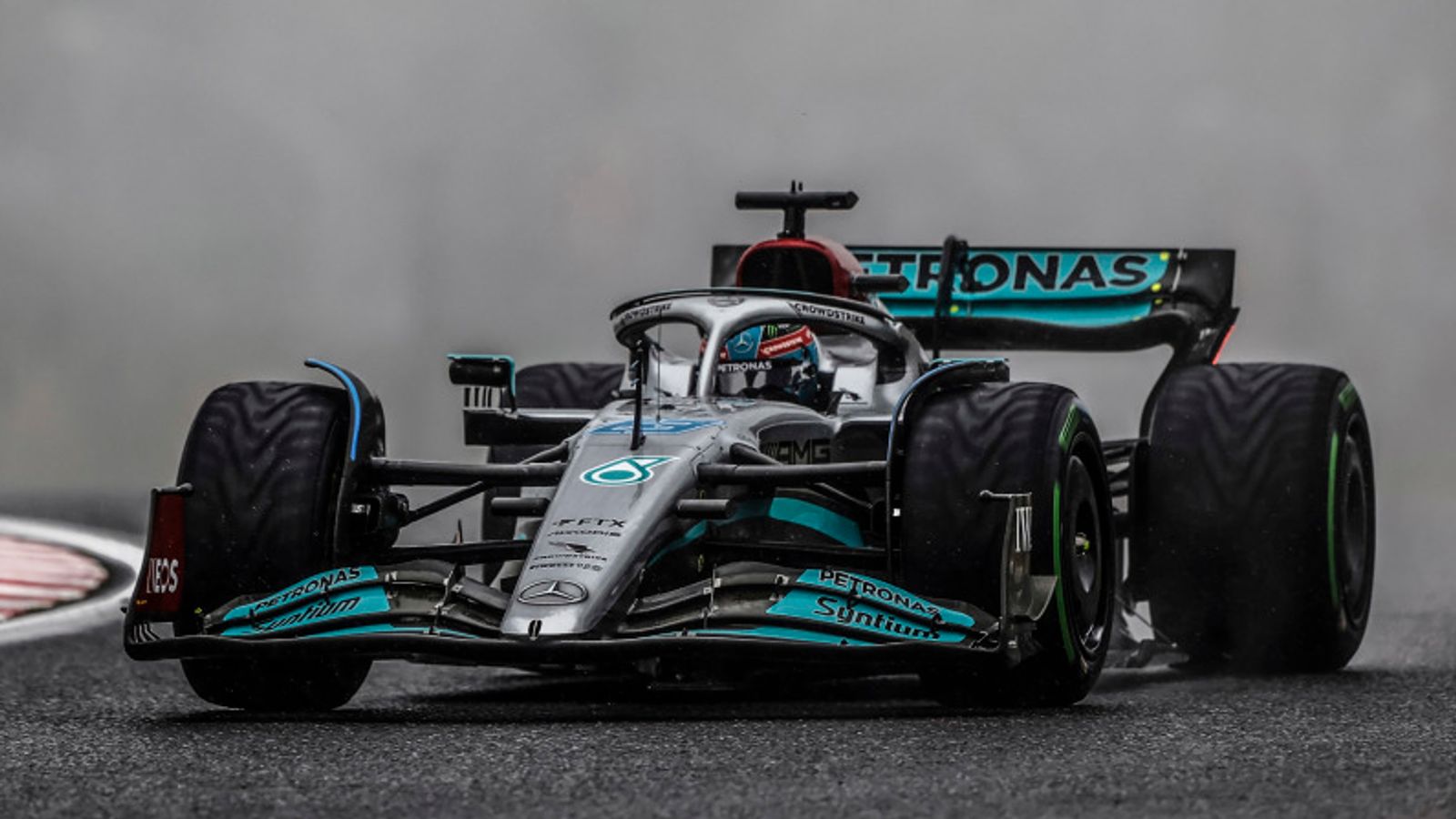 Japanese GP: George Russell leads Lewis Hamilton as Mercedes seal one-two in wet Practice Two