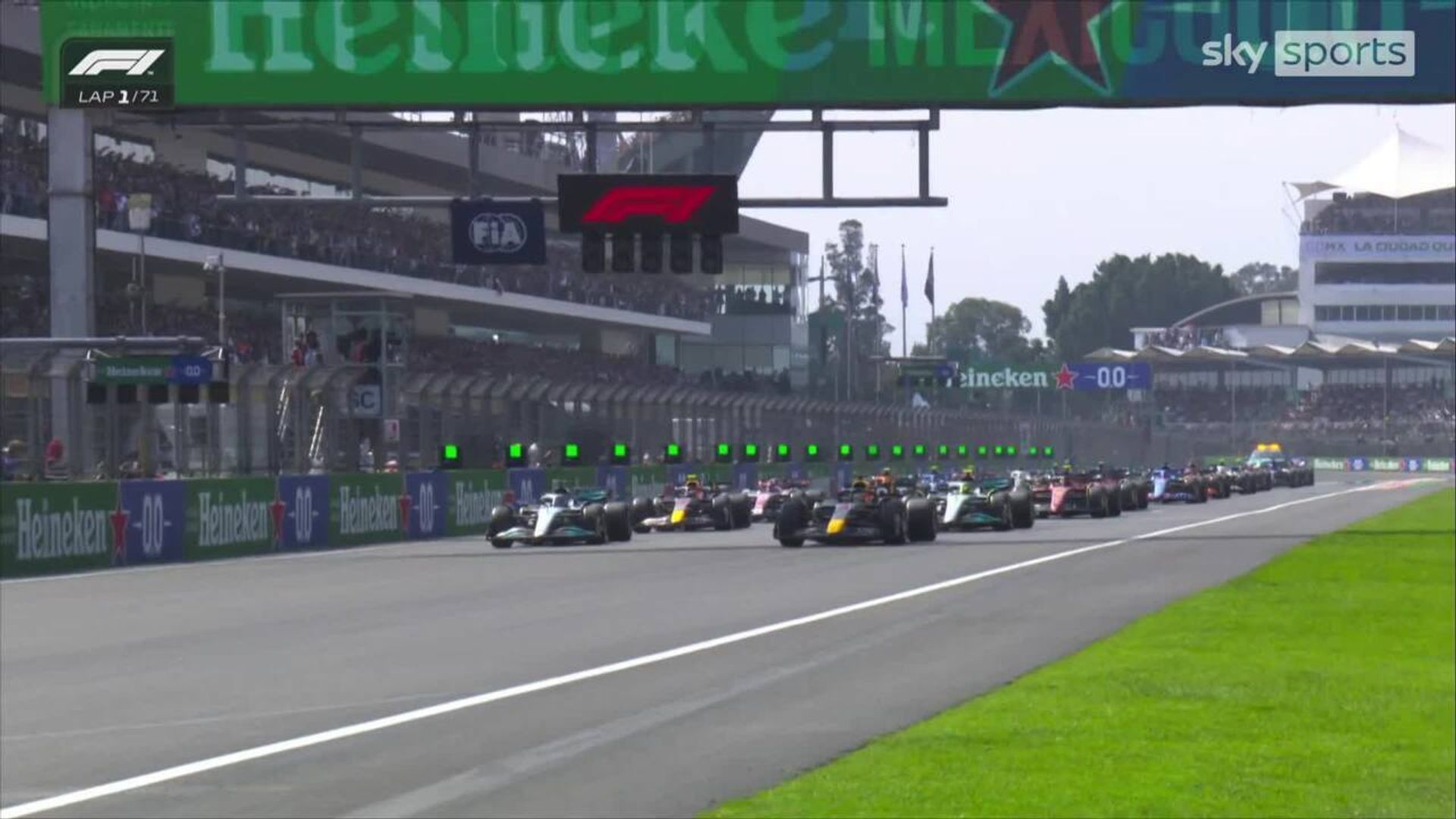 Race start: Verstappen maintains lead; Hamilton up to second