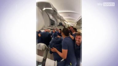 Porto celebrate reaching knockout stages on plane!