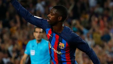 Barcelona's Ousmane Dembele celebrates