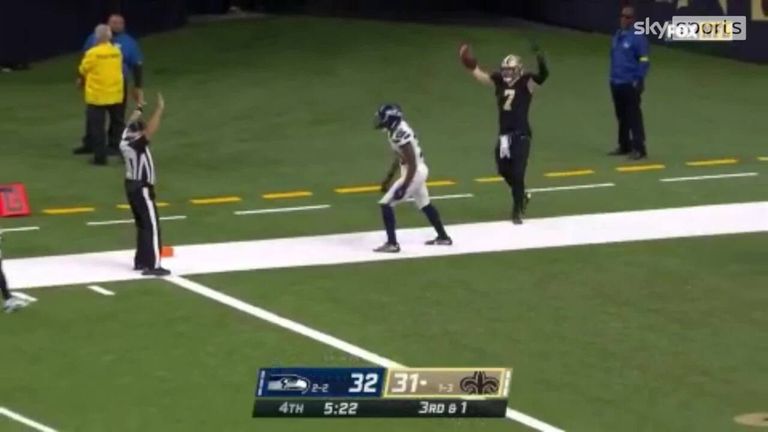 Taysom Hill ran in a 60-yard touchdown for the New Orleans Saints against the Seattle Seahawks on their way to a 39-32 win in Week Five.