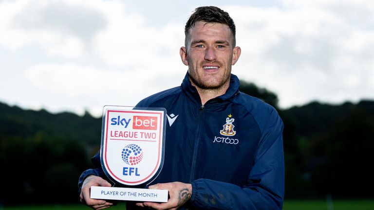 Sky Bet League Two Player of the Month for September 2022, Andy Cook of Bradford City - Mandatory by-line: Robbie Stephenson/JMP - 6/10/22 - FOOTBALL - Bradford City Training Ground - Bradford, England - Sky Bet Player of the Month