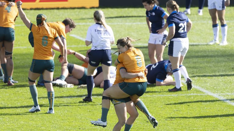 Australia players celebrate after their win