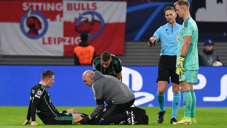 Callium McGregor injured his knee in Celtic's Champions League defeat to Leipzig