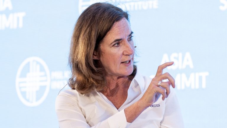 Catherine Bond Muir, chief executive officer of W Series, speaks at the Milken Institute Asia Summit in Singapore, on Thursday, Sept. 29, 2022. The event started with invitation only sessions on Sept. 28, runs through September 30. Photographer: Bryan van der Beek/Bloomberg
