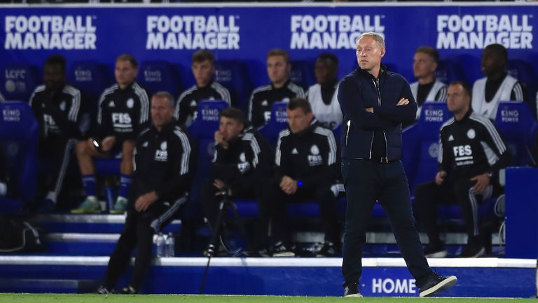 Nottingham Forest&#39;s head coach Steve Cooper during the defeat at Leicester