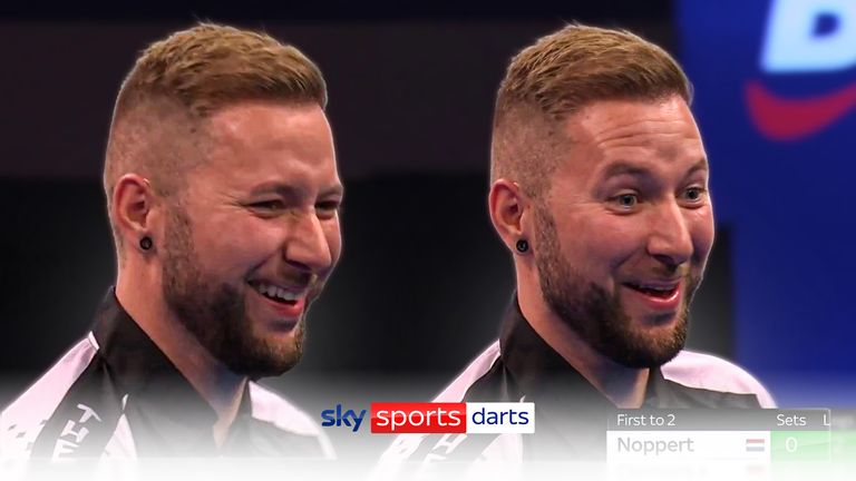 Danny Noppert missed 12 darts at double to get into the second leg of his match against Gabriel Clemens but still managed to win the set after a remarkable turnover